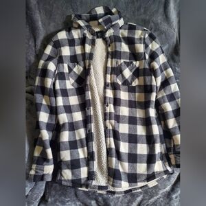 Modern Canvas Fleece Checkered Coat